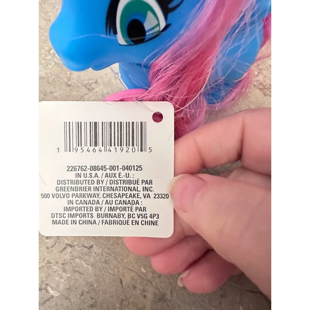 Blue Pony‎ Toy w Pink Hair Brush Accessory Kids Figure 4.5